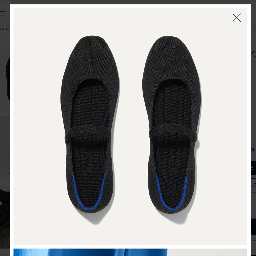 [EUC w/box] Rothy’s Black Square Toe Mary Jane Flats, Size 8